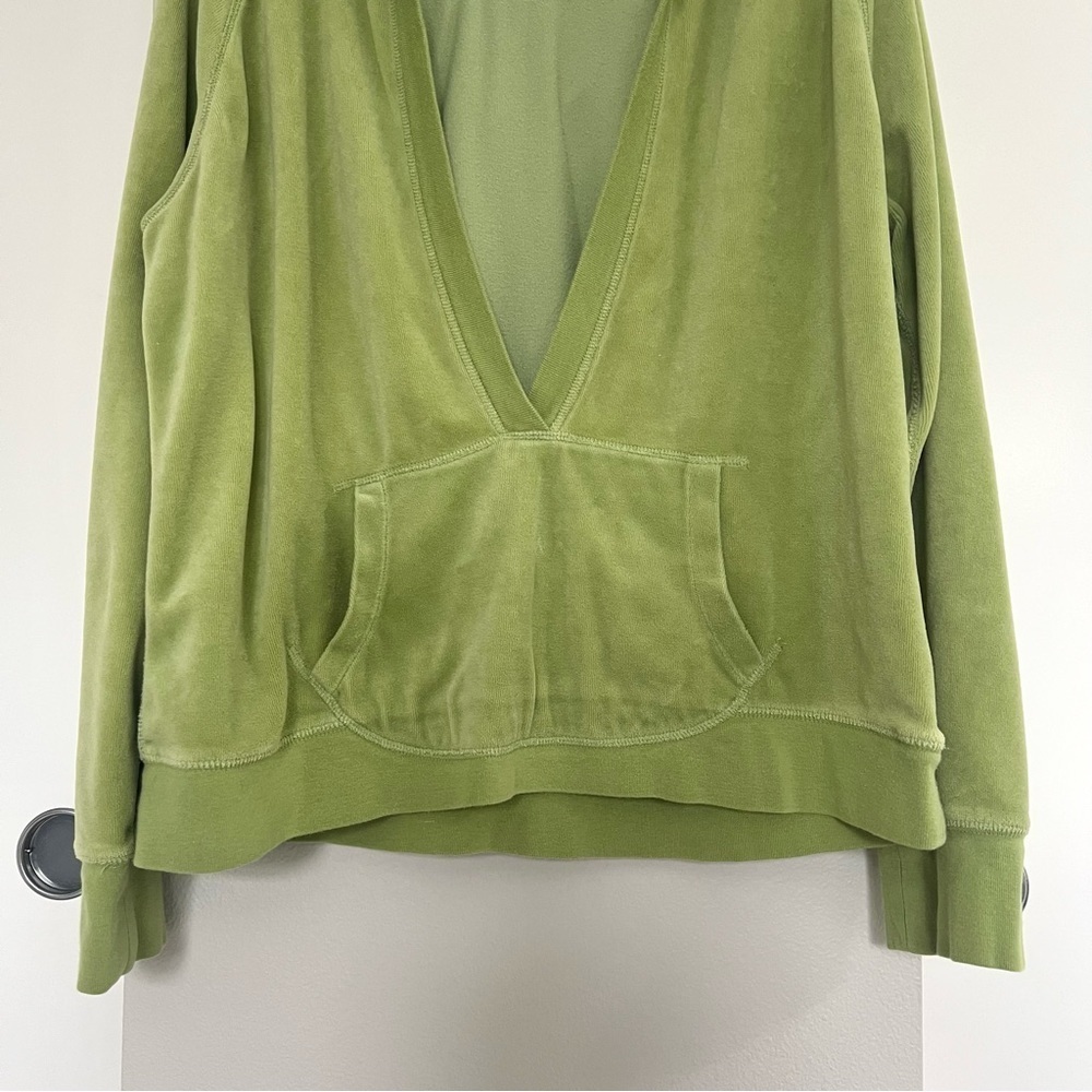 Vintage Old Navy Velour Hoodie - Y2K 90s Retro Streetwear Lounge - Green - XL - Picture 5 of 9